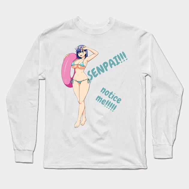 Notice me Senpai Long Sleeve T-Shirt by Weird Lines